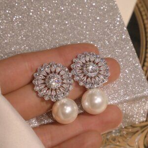 Romantic Stud Earrings Imitation Pearl Delicate Earring Wedding Graduation